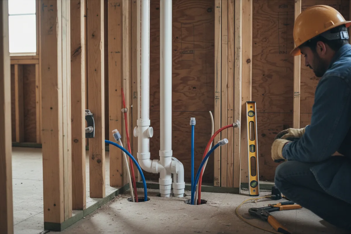 Drain and supply rough-in during Sump Pump Repair in Olympia