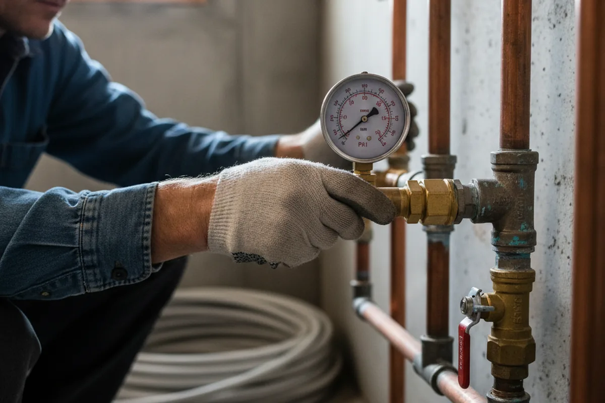 Pressure testing a repaired line during Water Line Repair in Olympia